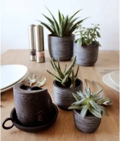 Capi Europe - Set Van 4 - Bloempot Binnen - Rib Antraciet 13 Capi Europe - Set Van 4 - Bloempot Binnen - Rib Antraciet -Tuin Kweekbenodigdheden 1026x1200