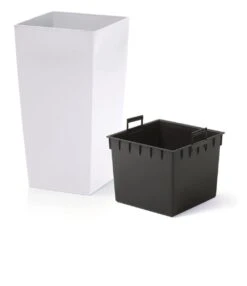 Prosperplast Kunststof Urbi Bloempot/plantenpot Met Binnenpot Wit 32 X 32 X 61 Cm - 21/49 Liter - Hoge Vierkante Bloempotten -Tuin Kweekbenodigdheden 1038x1200 8