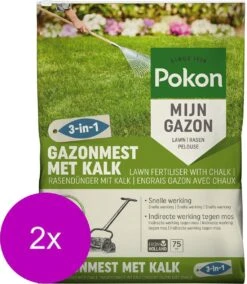 Pokon Gazonmest Met Kalk - 2 X 5kg - Mest - Geschikt Voor 2 X 75m² - 120 Dagen Voeding - Voordeelverpakking -Tuin Kweekbenodigdheden 1044x1200