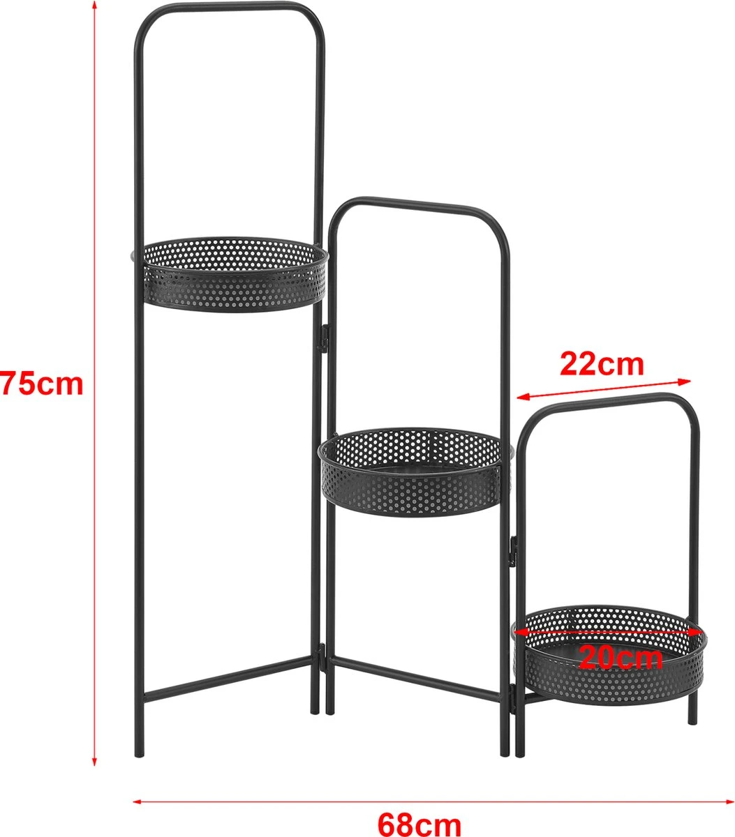 Plantenstandaard Vrasene Metaal 75x68x20 Cm Zwart 4 Plantenstandaard Vrasene Metaal 75x68x20 Cm Zwart - Afbeelding 2