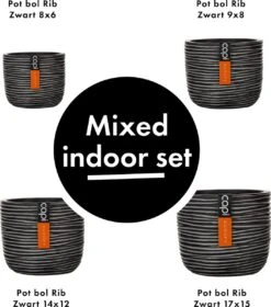 Capi Europe - Set Van 4 - Bloempot Binnen - Rib Antraciet 10 Capi Europe - Set Van 4 - Bloempot Binnen - Rib Antraciet -Tuin Kweekbenodigdheden 1058x1200