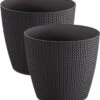 Prosperplast Set Van 2x Stuks Stijlvolle Plantenpotten/bloempotten Kunststof Dia 16 Cm En Hoogte 14 Cm In Het Antraciet Grijs Voor Binnen/buiten -Tuin Kweekbenodigdheden 1095x1200 2