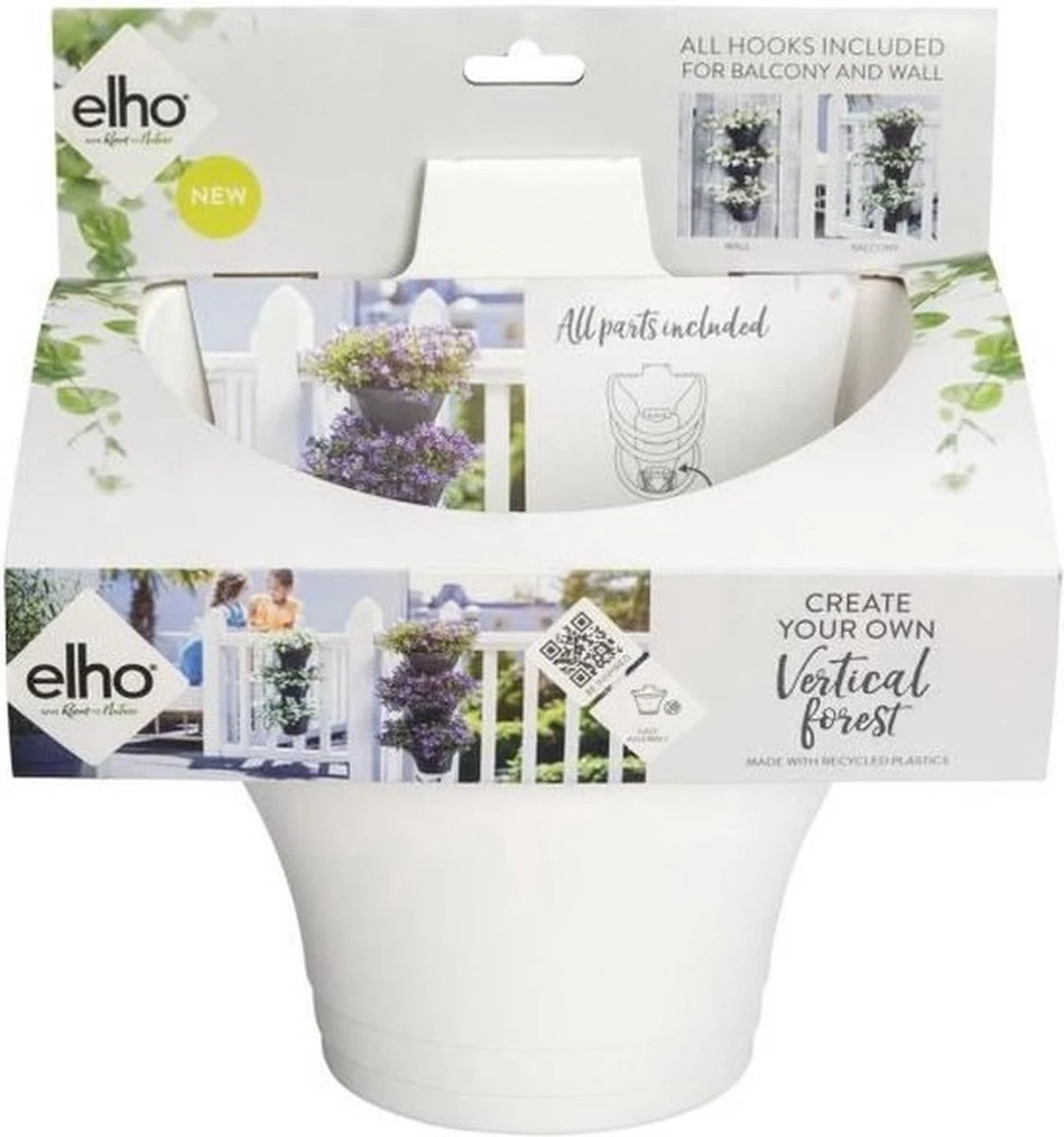 Elho Corsica Vertical Forest 24 - Bloempot Voor Balkonbuiten - Ø 26.7 X H 29.7 Cm - Wit/Wit 13 Elho Corsica Vertical Forest 24 - Bloempot Voor Balkonbuiten - Ø 26.7 X H 29.7 Cm - Wit/Wit - Afbeelding 11