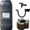 Luxe Voordeelset 100L Antraciet Rainsaver Regenton + Kraan + Voet + Vulautomaat| Muurmodel
