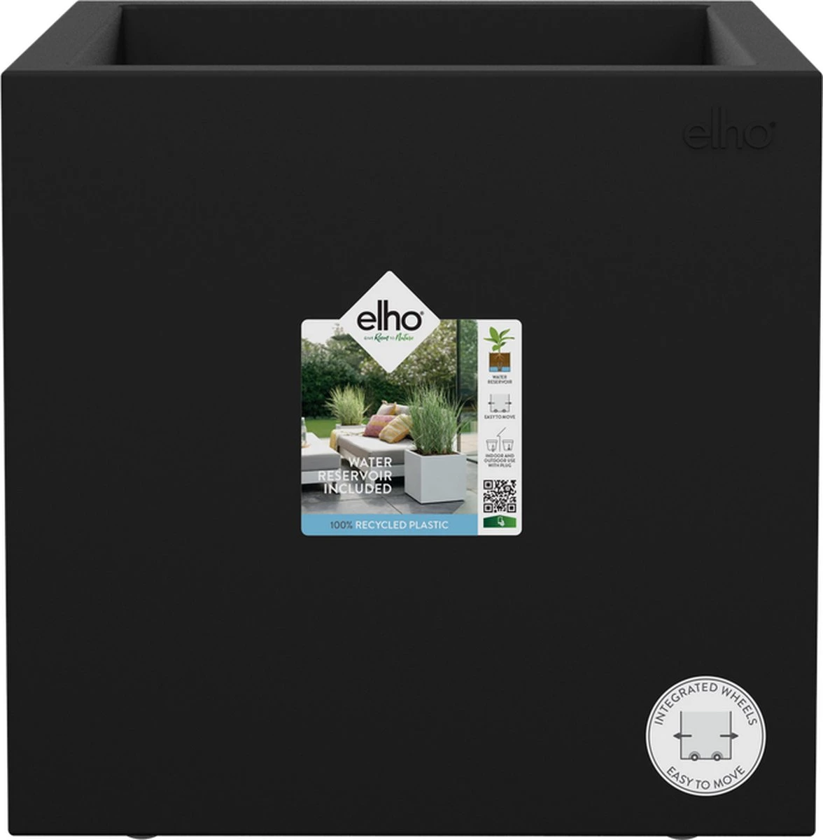 Elho Vivo Next Vierkant 40 - Plantenbak Voor Binnen & Buiten - Ø 39.0 X H 37.9 Cm - Zwart/Living Black 9 Elho Vivo Next Vierkant 40 - Plantenbak Voor Binnen & Buiten - Ø 39.0 X H 37.9 Cm - Zwart/Living Black - Afbeelding 7