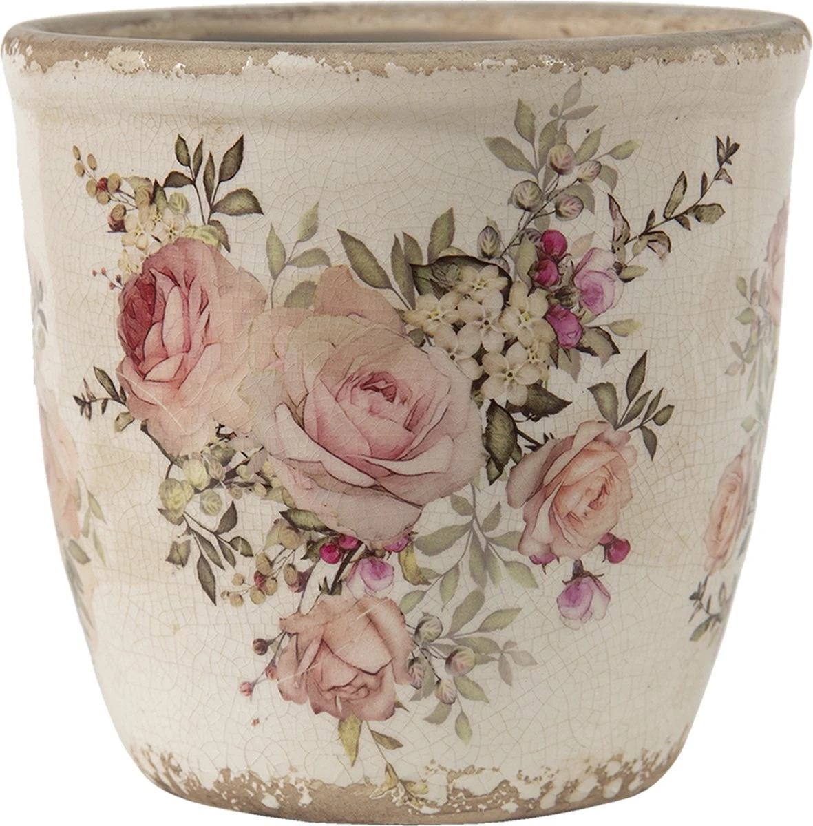 Clayre & Eef Bloempot Ø 11x10 Cm Roze Beige Keramiek Rond Bloemen Bloempot Binnen Plantenpot Plant Pot 3 Clayre & Eef Bloempot Ø 11x10 Cm Roze Beige Keramiek Rond Bloemen Bloempot Binnen Plantenpot Plant Pot