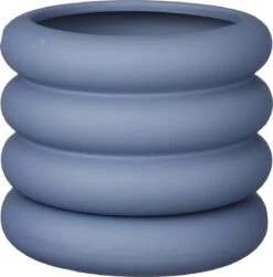 Mica Decorations Ilse Bloempot Met Schotel - H16 X Ø18,5 Cm - Keramiek - Blauw