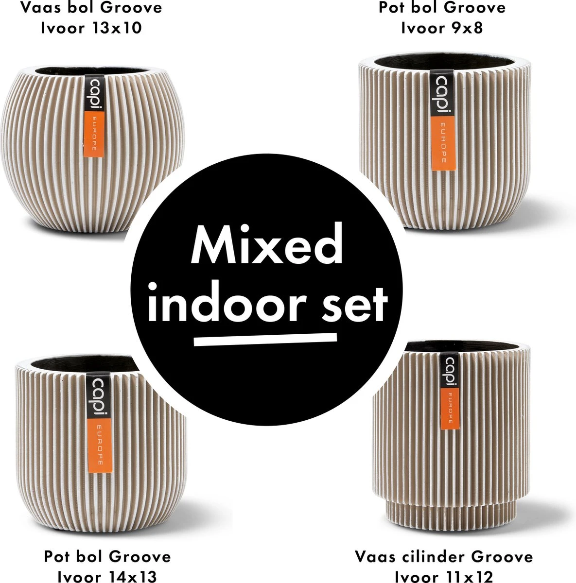Capi Europe - Set Van 4 - Bloempot Binnen - Groove - - Ivoor - Bloempot Voor Binnen - BOX-BGVI-4 4 Capi Europe - Set Van 4 - Bloempot Binnen - Groove - - Ivoor - Bloempot Voor Binnen - BOX-BGVI-4 - Afbeelding 2