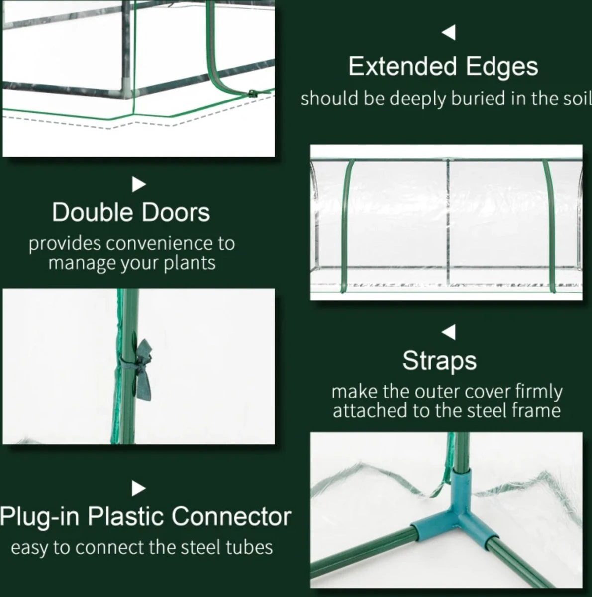 Tunnelkas - Tuinkas - Kweekkas - Broeikas - Kweektent - Kas - 200 X 100 X 80 Cm - Transparant 5 Tunnelkas - Tuinkas - Kweekkas - Broeikas - Kweektent - Kas - 200 X 100 X 80 Cm - Transparant - Afbeelding 3