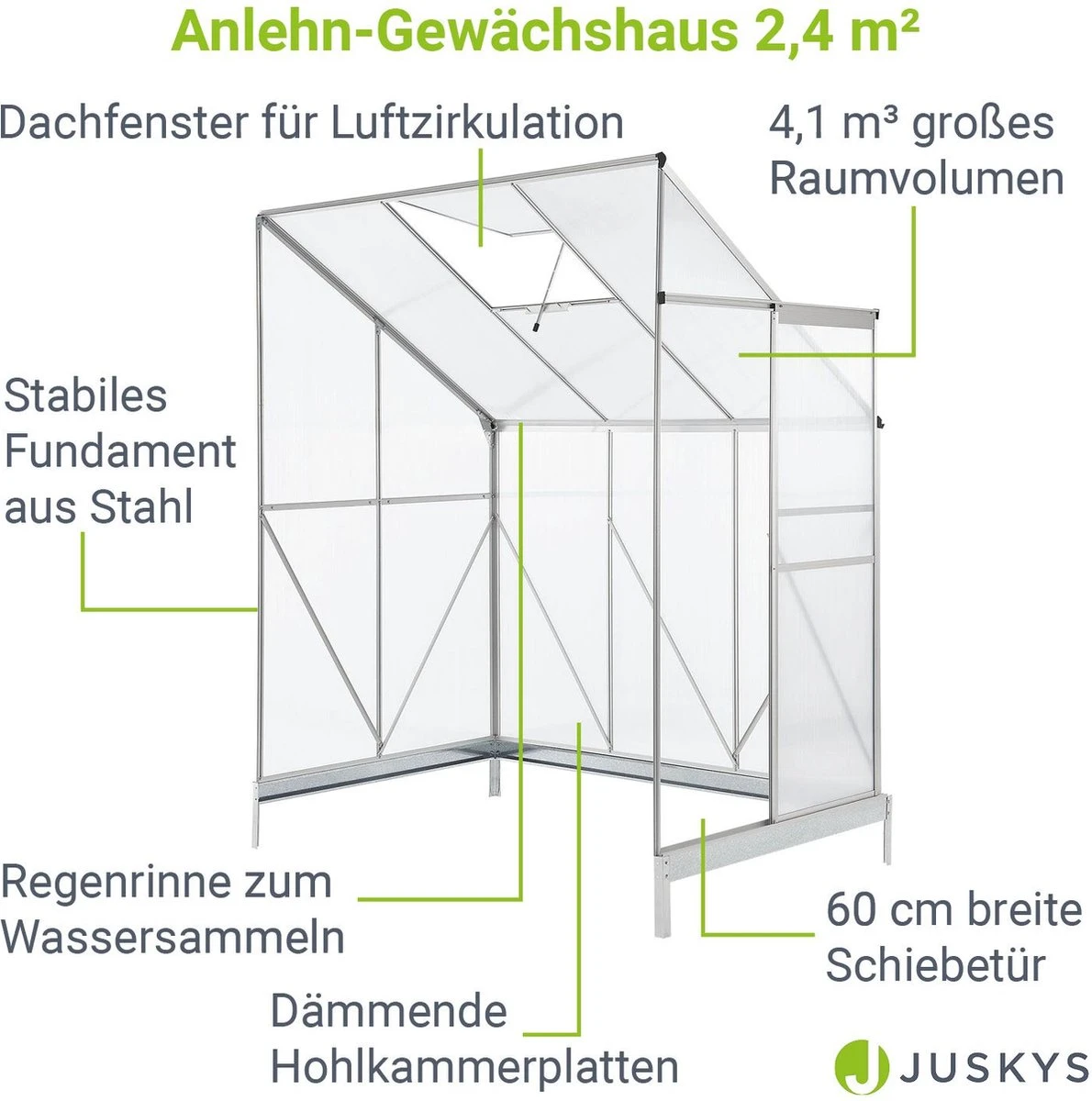 Aluminium Zijkas Kweekkas Wandkas, Broeikas Kas 5 Aluminium Zijkas Kweekkas Wandkas, Broeikas Kas - Afbeelding 3