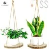Set Van 2 Boomstam Rond Wandrek Plantenhangers - Boho Jute Houten Plantenrek - Hangpot Voor Binnen/Buiten - Hangende Bloempot Plank - Hangplant Houder - Bohemian Macrame Stijl Wandhanger - Hangplank Plant Hanger - Planthanger - Ø Rond 25-20cm -Tuin Kweekbenodigdheden 1191x1200 7