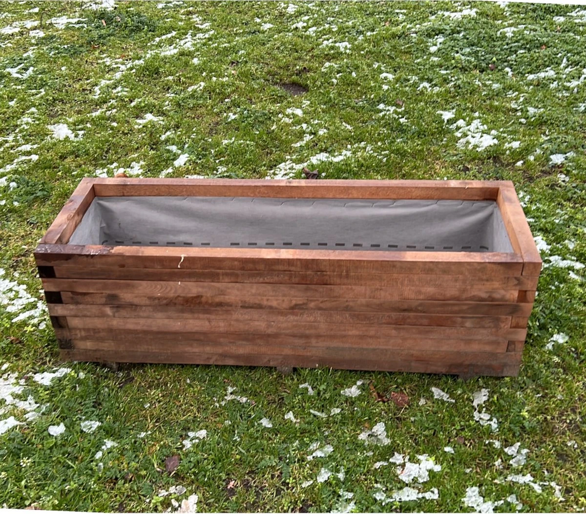 AMISHOUT - Plantenbak Van Balkjes 120x40x40 Cm - Bruin 4 AMISHOUT - Plantenbak Van Balkjes 120x40x40 Cm - Bruin - Afbeelding 2