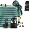 IBright Extra Sterke Uitrekbare Tuinslang - Flexibel - 15 Meter - Inclusief Opbergtas ,Sproeier ,Koppelstuk En Ophanghaak - Groen -Tuin Kweekbenodigdheden 1200x1065