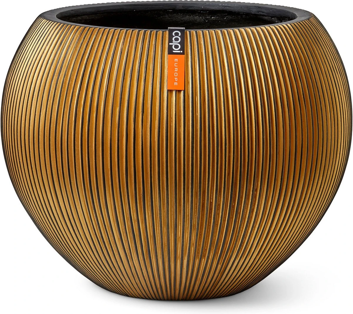 Capi Europe - Vaas Bol Groove XL - 39x33 - Goud - Bloempot Voor Binnen - Opening ⌀24 - GVGB270 3 Capi Europe - Vaas Bol Groove XL - 39x33 - Goud - Bloempot Voor Binnen - Opening ⌀24 - GVGB270