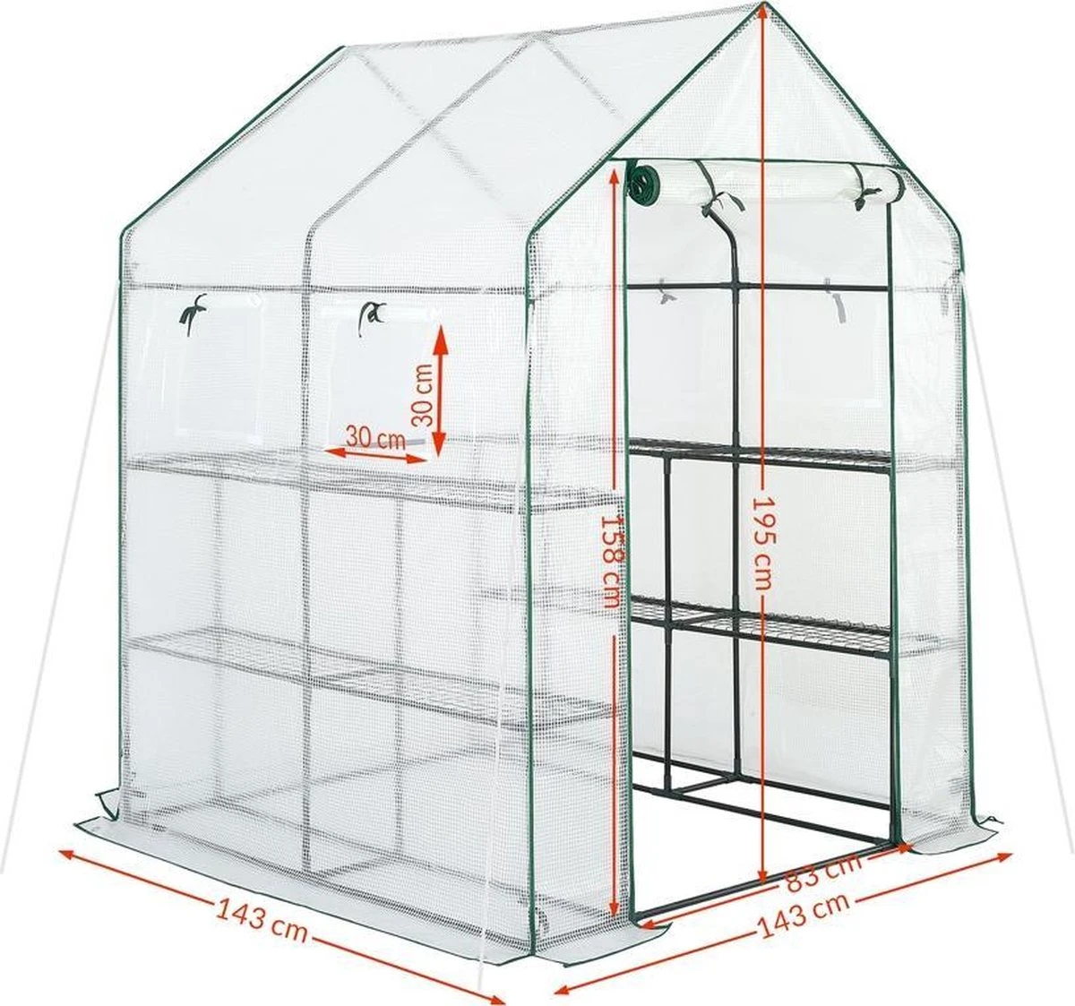 Gardebruk Kweekkas 2m² - 8 Legplanken & 4 Ramen - 195x143x143 Cm 18 Gardebruk Kweekkas 2m² - 8 Legplanken & 4 Ramen - 195x143x143 Cm - Afbeelding 16