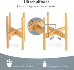 LifeGoods Planten Standaard - Uitschuifbare Bloempothouder - 20 Tot 30 Cm - Licht Bamboe -Tuin Kweekbenodigdheden 1200x1130 5