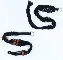 4 Stuks Zwarte Macrame Plantenhangers - Boho Handgeweven Katoen Hangpot Voor Binnen/Buiten - Hangende Bloempot Met Kralen - Macramé Touw/Koord Hangplant Houder - Bohemian Wandhanger Decoratie - Plant Hanger - Verticale Tuin Bloempothouder Planthanger -Tuin Kweekbenodigdheden 1200x1134