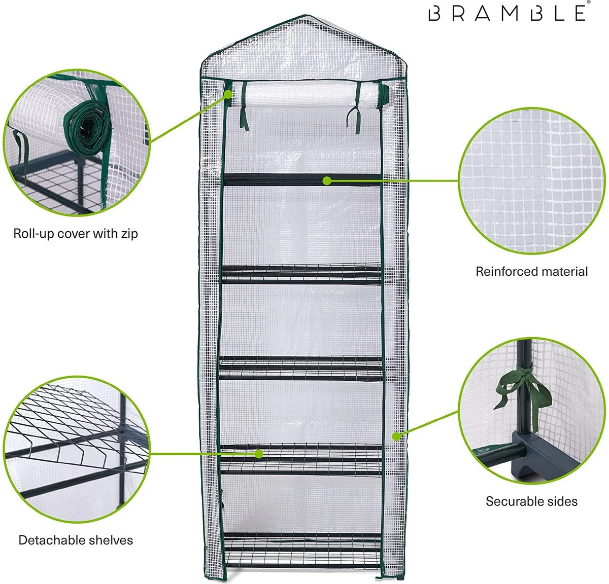 Bramble - Tuinkassen - 5 Lagen - Miniserre - Draadplanken - Gemakkelijk Te Monteren - 69 X 49 X 193 Cm 8 Bramble - Tuinkassen - 5 Lagen - Miniserre - Draadplanken - Gemakkelijk Te Monteren - 69 X 49 X 193 Cm - Afbeelding 6