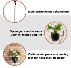 QUVIO Bloempot Hangend / Bloempotten Voor Binnen / Bloempotten / Bloempot Binnen / Bloempot Met Ophanghaak - Metaal -Tuin Kweekbenodigdheden 1200x1163 3