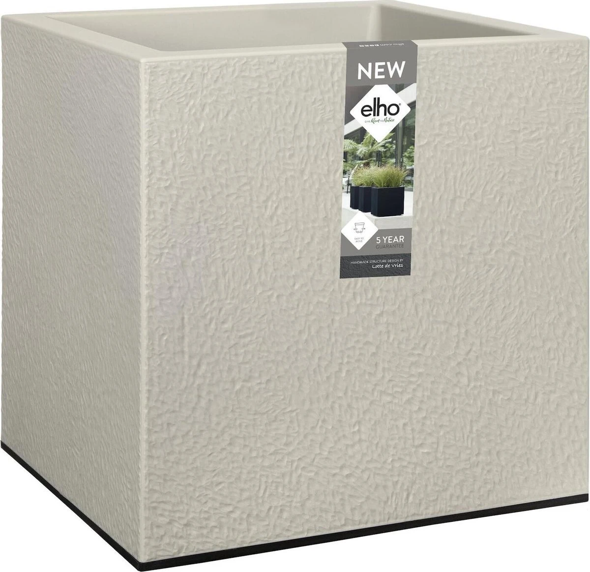 Elho Vivo Structure Finish Vierkant 40 - Plantenbak Voor Binnen & Buiten - Ø 39 X H 41 - Grijs/Warm Grijs 3 Elho Vivo Structure Finish Vierkant 40 - Plantenbak Voor Binnen & Buiten - Ø 39 X H 41 - Grijs/Warm Grijs