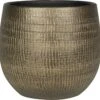 Plantenpot/bloempot In Een Strakke Modern Design Look Metal Goud Dia 22 Cm En Hoogte 20 Cm