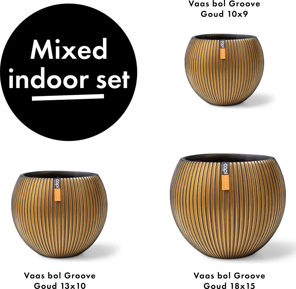 Capi Europe - Set Van 3 - Bloempot Binnen - Groove - - Goud - Bloempot Voor Binnen - BOX-BGVGB-3 4 Capi Europe - Set Van 3 - Bloempot Binnen - Groove - - Goud - Bloempot Voor Binnen - BOX-BGVGB-3 - Afbeelding 2