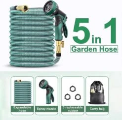 IBright Extra Sterke Uitrekbare Tuinslang - Flexibel - 15 Meter - Inclusief Opbergtas ,Sproeier ,Koppelstuk En Ophanghaak - Groen 11 IBright Extra Sterke Uitrekbare Tuinslang - Flexibel - 15 Meter - Inclusief Opbergtas ,Sproeier ,Koppelstuk En Ophanghaak - Groen -Tuin Kweekbenodigdheden 1200x1183