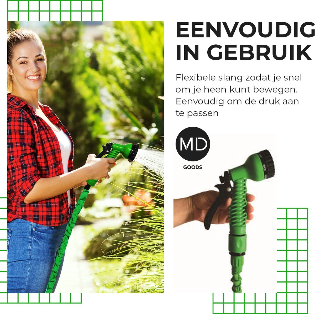 Uitrekbare Tuinslang Tot 15 Meter Van MD-goods ® - Tuinsproeier - Tuin Besproeien - Waterslang - Sproeikop - Groen - Flexibel Elastisch 8 Uitrekbare Tuinslang Tot 15 Meter Van MD-goods ® - Tuinsproeier - Tuin Besproeien - Waterslang - Sproeikop - Groen - Flexibel Elastisch - Afbeelding 6