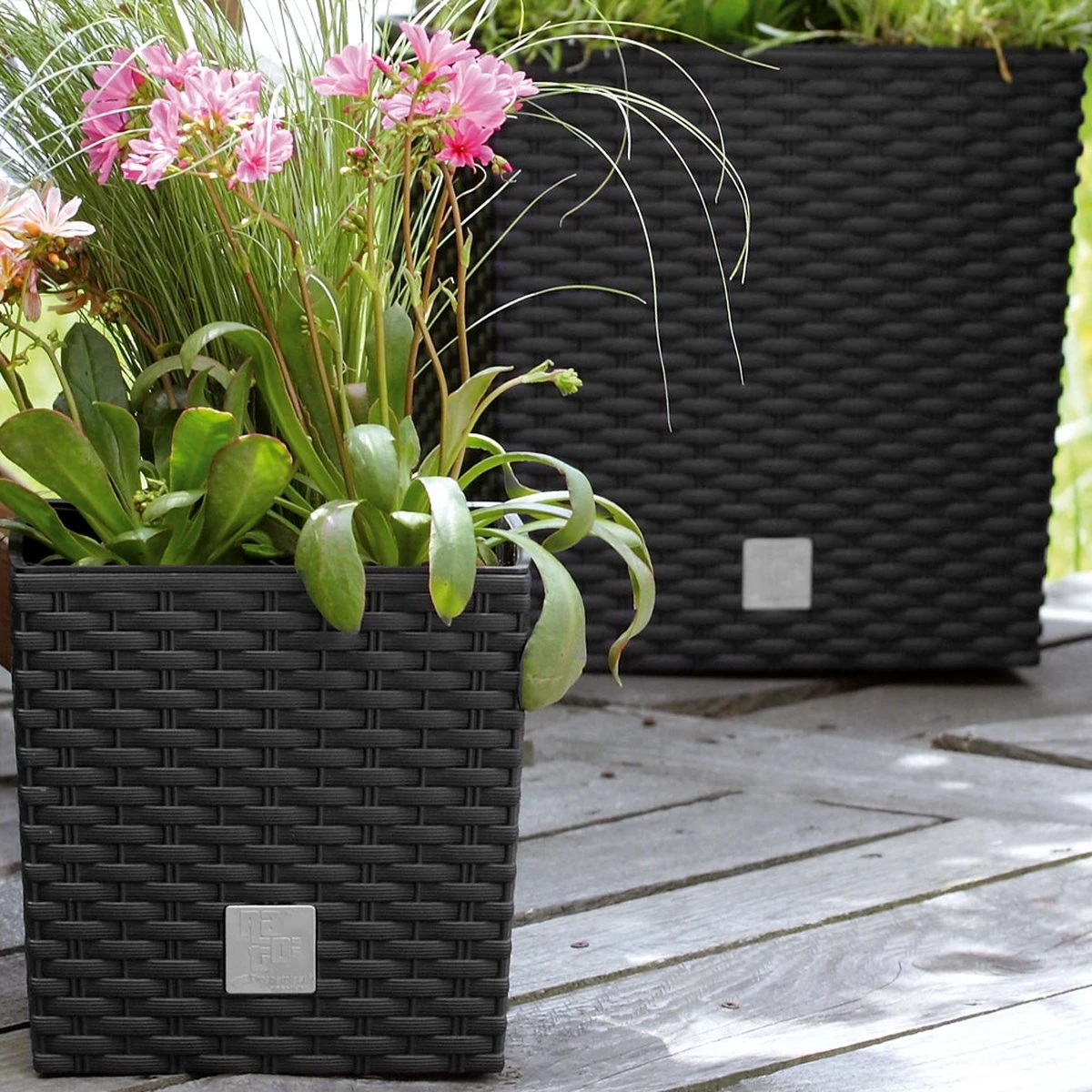 Prosperplast Kunststof Rato Rotan Bloempot/plantenpot Met Binnenpot Antraciet 40 Cm - Bloempotten Voor Binnen En Buiten 10 Prosperplast Kunststof Rato Rotan Bloempot/plantenpot Met Binnenpot Antraciet 40 Cm - Bloempotten Voor Binnen En Buiten - Afbeelding 8