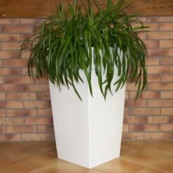 Prosperplast Kunststof Urbi Bloempot/plantenpot Met Binnenpot Wit 32 X 32 X 61 Cm - 21/49 Liter - Hoge Vierkante Bloempotten -Tuin Kweekbenodigdheden 1200x1200 1084
