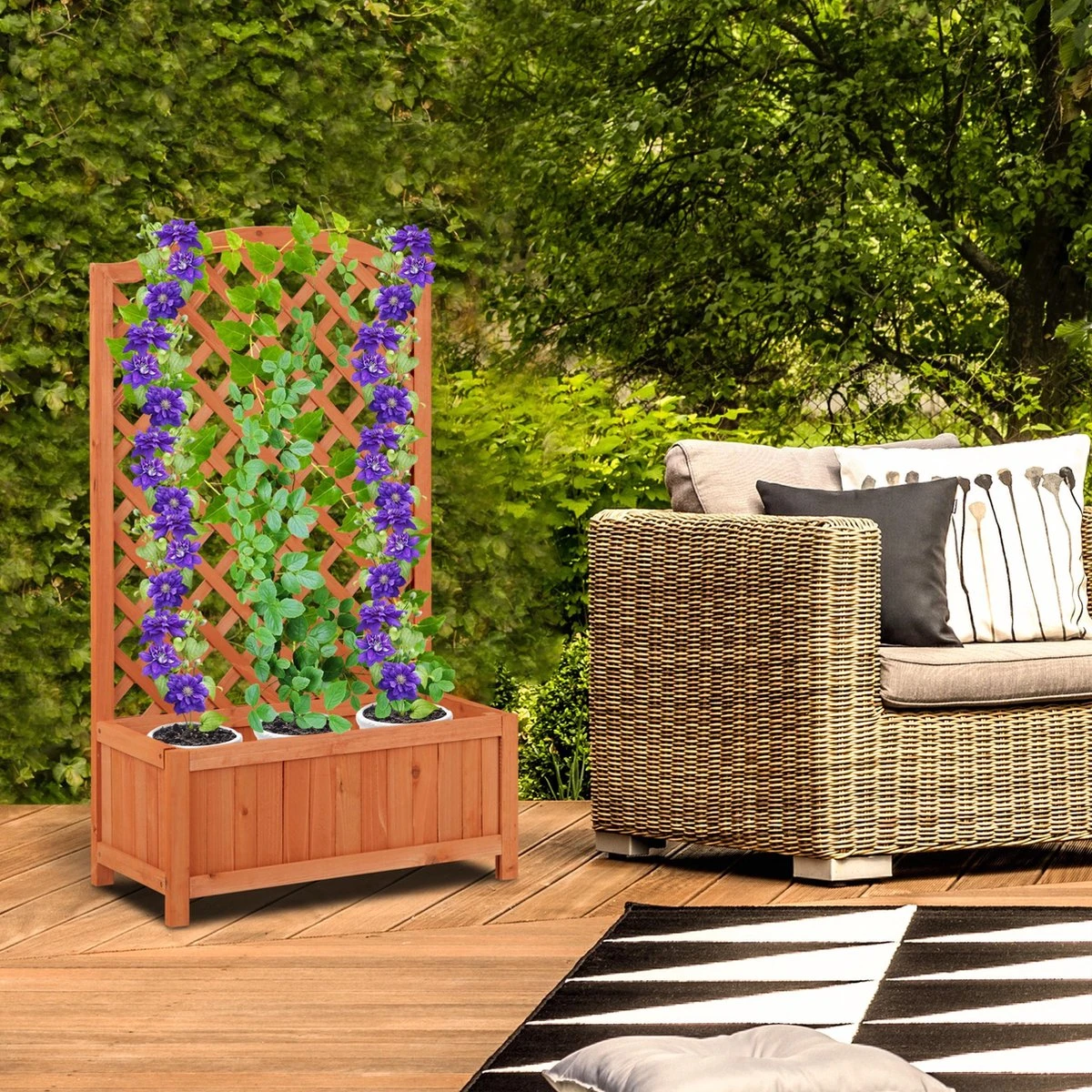 Relaxdays Plantenbak Met Klimrek - Bloembak Trellis - Rankhulp Hout - Voor Klimplanten 4 Relaxdays Plantenbak Met Klimrek - Bloembak Trellis - Rankhulp Hout - Voor Klimplanten - Afbeelding 2