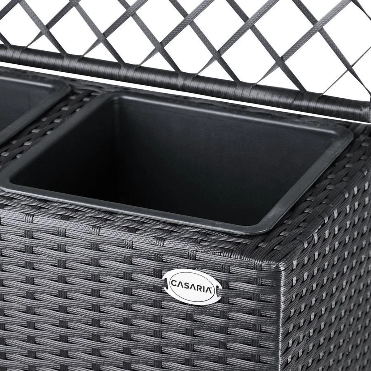 Casaria Polyrattan Plantenbak - Met Klimoprek - 3 Bakken Zwart 11 Casaria Polyrattan Plantenbak - Met Klimoprek - 3 Bakken Zwart - Afbeelding 9
