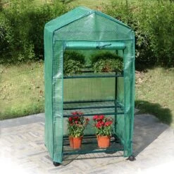 Relaxdays Kas Met Wielen - Tuinkas 3 Etages - Broeikas Kweekkas Tuin / Balkon 130 Cm Hoog - PE -Tuin Kweekbenodigdheden 1200x1200 1225