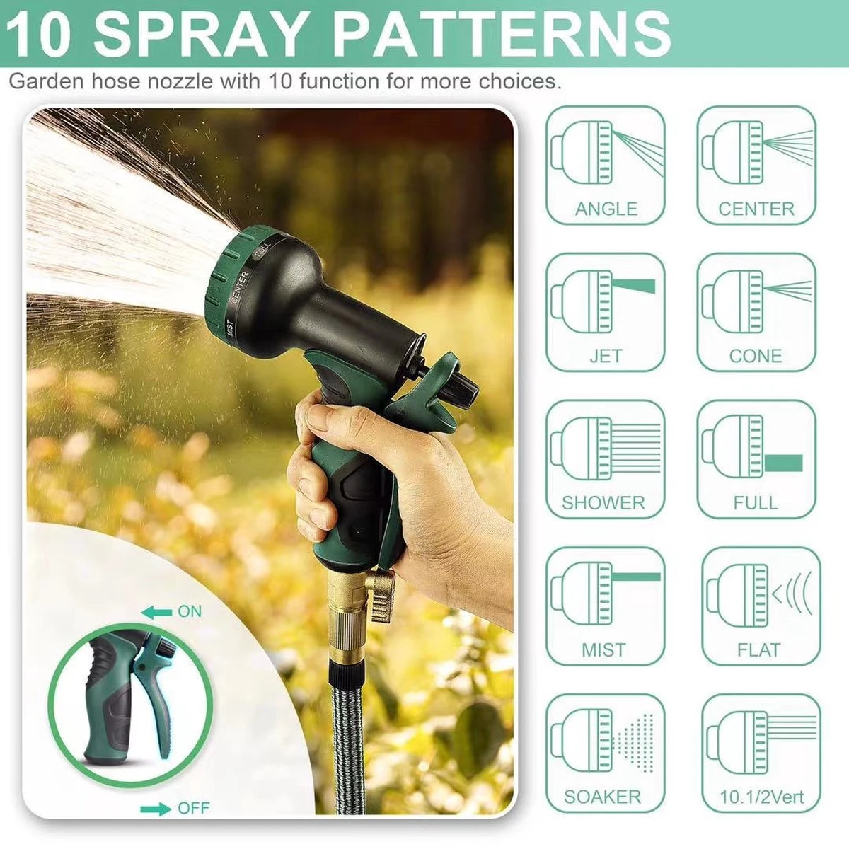 IBright Extra Sterke Uitrekbare Tuinslang - Flexibel - 15 Meter - Inclusief Opbergtas ,Sproeier ,Koppelstuk En Ophanghaak - Groen 4 IBright Extra Sterke Uitrekbare Tuinslang - Flexibel - 15 Meter - Inclusief Opbergtas ,Sproeier ,Koppelstuk En Ophanghaak - Groen - Afbeelding 2