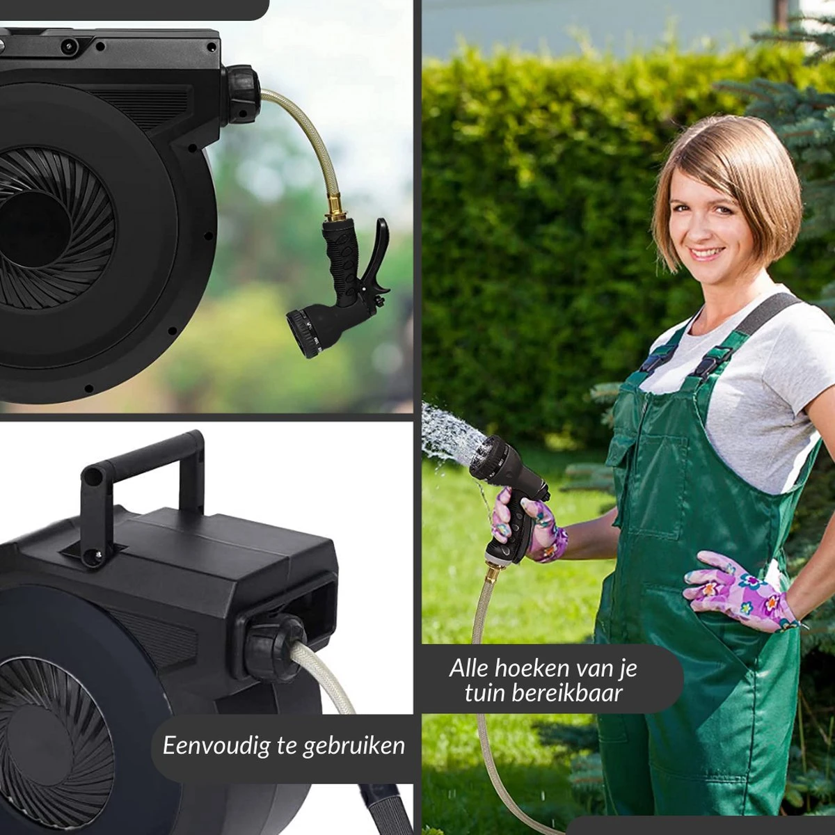 Buxibo - Wandslangenbox 20 Meter + 2 Meter - Tuinslang Met Haspel - 9 Sproei Standen - Slangenhouder 180° Draaibaar - Tuinslanghaspel Zwart+ Gratis Sproeier - Zwart 10 Buxibo - Wandslangenbox 20 Meter + 2 Meter - Tuinslang Met Haspel - 9 Sproei Standen - Slangenhouder 180° Draaibaar - Tuinslanghaspel Zwart+ Gratis Sproeier - Zwart - Afbeelding 8