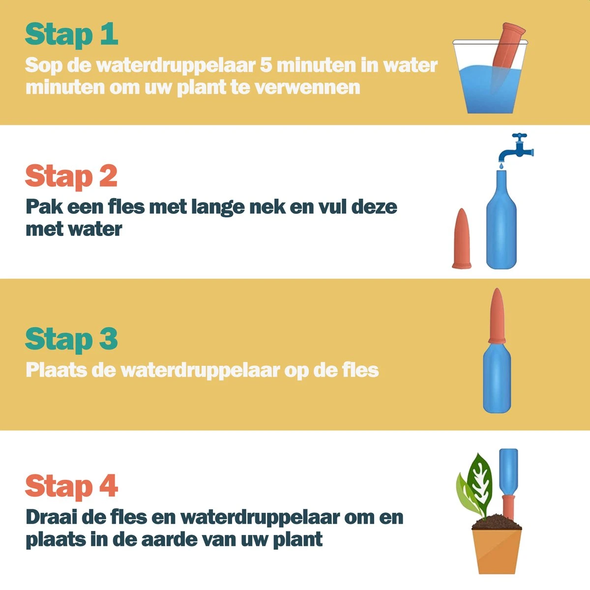 Bloomin Waterdruppelaar Van Terracotta - Waterdruppelaar Voor Planten - Druppelsysteem - Irrigatiesysteem - Watergeefsysteem - Bewateringssysteem - 8 Stuks 4 Bloomin Waterdruppelaar Van Terracotta - Waterdruppelaar Voor Planten - Druppelsysteem - Irrigatiesysteem - Watergeefsysteem - Bewateringssysteem - 8 Stuks - Afbeelding 2