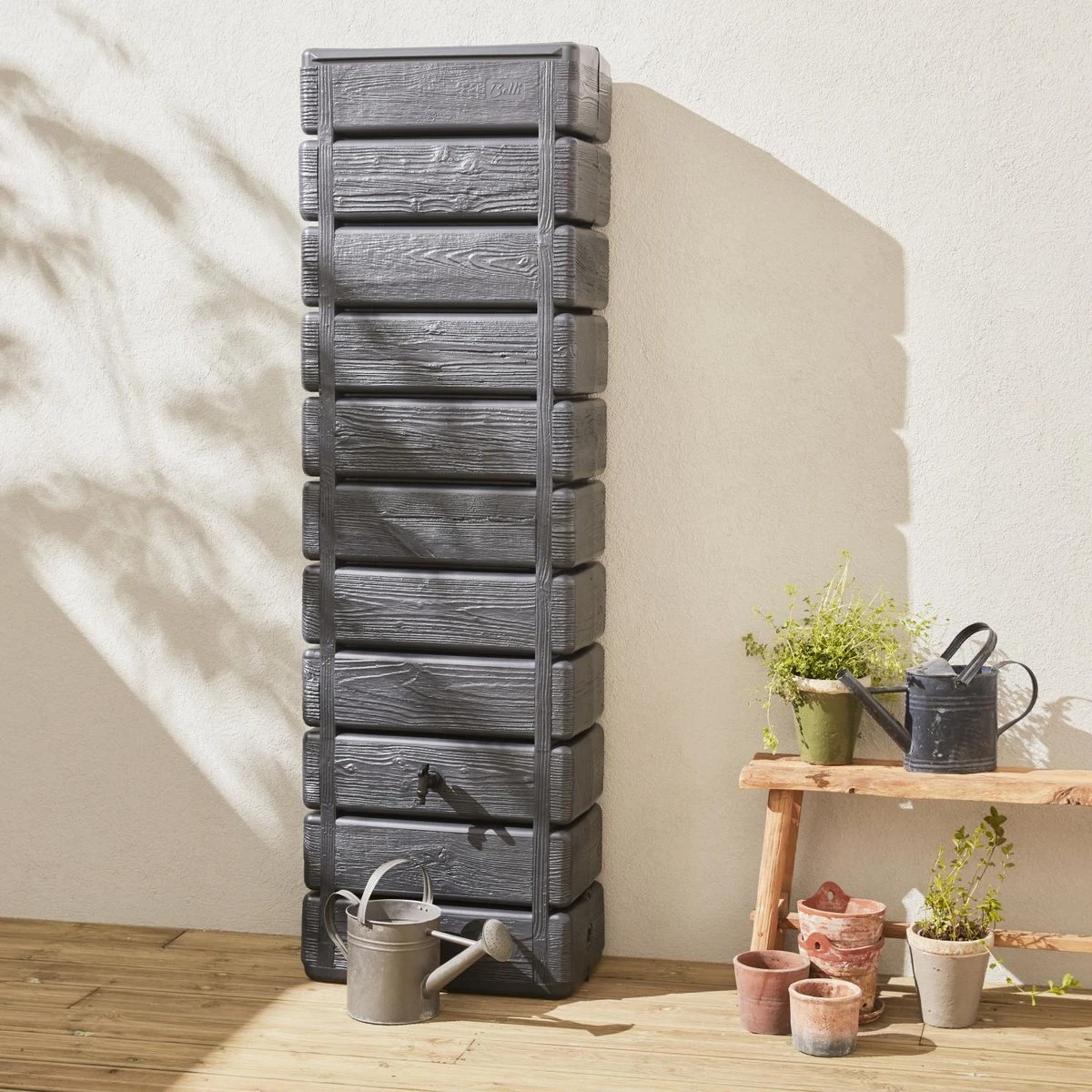 Regenton Muurtank, Grandval 300L, Antraciet Kunststof, Imitatiehout, Met Gootaansluitset Inbegrepen 7 Regenton Muurtank, Grandval 300L, Antraciet Kunststof, Imitatiehout, Met Gootaansluitset Inbegrepen - Afbeelding 5