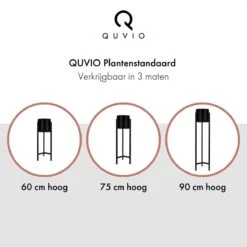 QUVIO Plantenstandaard Binnen - Inclusief Pot - Staande Plantenbak - Metaal - Bloempot - 22 X 22 X 60 Cm - Zwart -Tuin Kweekbenodigdheden 1200x1200 821