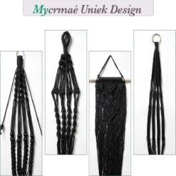 4 Stuks Luxe Macrame Plantenhangers - Boho Handgeweven Katoen Hangpot Voor Binnen/Buiten - Hangende Bloempot Met Kralen - Macramé Touw/Koord Hangplant Houder - Bohemian Wandhanger Decoratie - Plant Hanger - Verticale Tuin Bloempothouder Planthanger -Tuin Kweekbenodigdheden 1200x1200 822