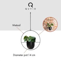 QUVIO Bloempot Hangend / Bloempotten Voor Binnen / Bloempotten / Bloempot Binnen / Bloempot Met Ophanghaak - Metaal -Tuin Kweekbenodigdheden 1200x1200 861