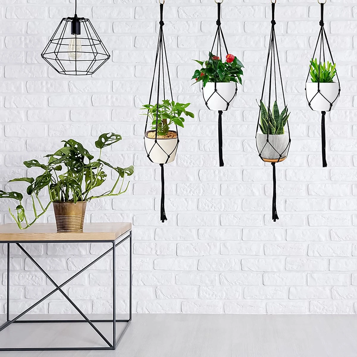 9 Stuks Zwart Macrame Plantenhangers - Boho Handgeweven Katoen Hangpot Voor Binnen/Buiten - Hangende Bloempot Met Kralen - Macramé Touw/Koord Hangplant Houder - Bohemian Wandhanger Decoratie - Plant Hanger - Verticale Tuin Bloempothouder Planthanger 12 9 Stuks Zwart Macrame Plantenhangers - Boho Handgeweven Katoen Hangpot Voor Binnen/Buiten - Hangende Bloempot Met Kralen - Macramé Touw/Koord Hangplant Houder - Bohemian Wandhanger Decoratie - Plant Hanger - Verticale Tuin Bloempothouder Planthanger - Afbeelding 10