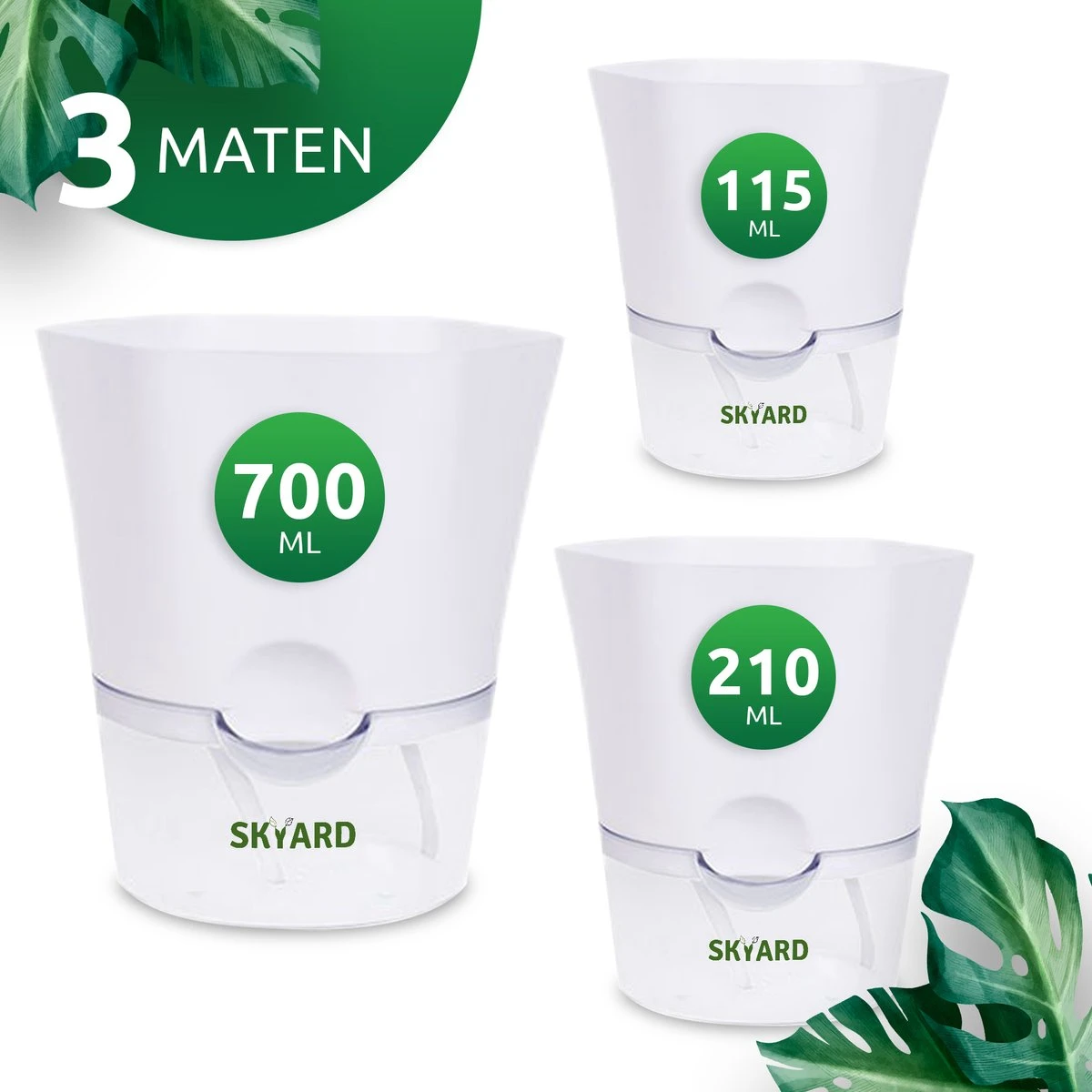 SKYARD® 3 Stuks Zelfwaterende Bloempot Maat M – Milieuvriendelijk Watergeefsysteem Kamerplanten – Zelfwatergevende Pot – Bloempot Met Waterreservoir – Selfwatering Pot – Wit 7 SKYARD® 3 Stuks Zelfwaterende Bloempot Maat M – Milieuvriendelijk Watergeefsysteem Kamerplanten – Zelfwatergevende Pot – Bloempot Met Waterreservoir – Selfwatering Pot – Wit - Afbeelding 5
