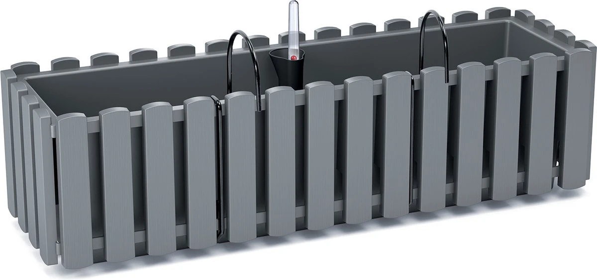 Prosperplast Fence-look Ophang Plantenbak/bloembak Kunststof 58 X 18 X 16 Cm Steengrijs Met Handige Droogtemeter Voor Binnen/buiten 4 Prosperplast Fence-look Ophang Plantenbak/bloembak Kunststof 58 X 18 X 16 Cm Steengrijs Met Handige Droogtemeter Voor Binnen/buiten - Afbeelding 2