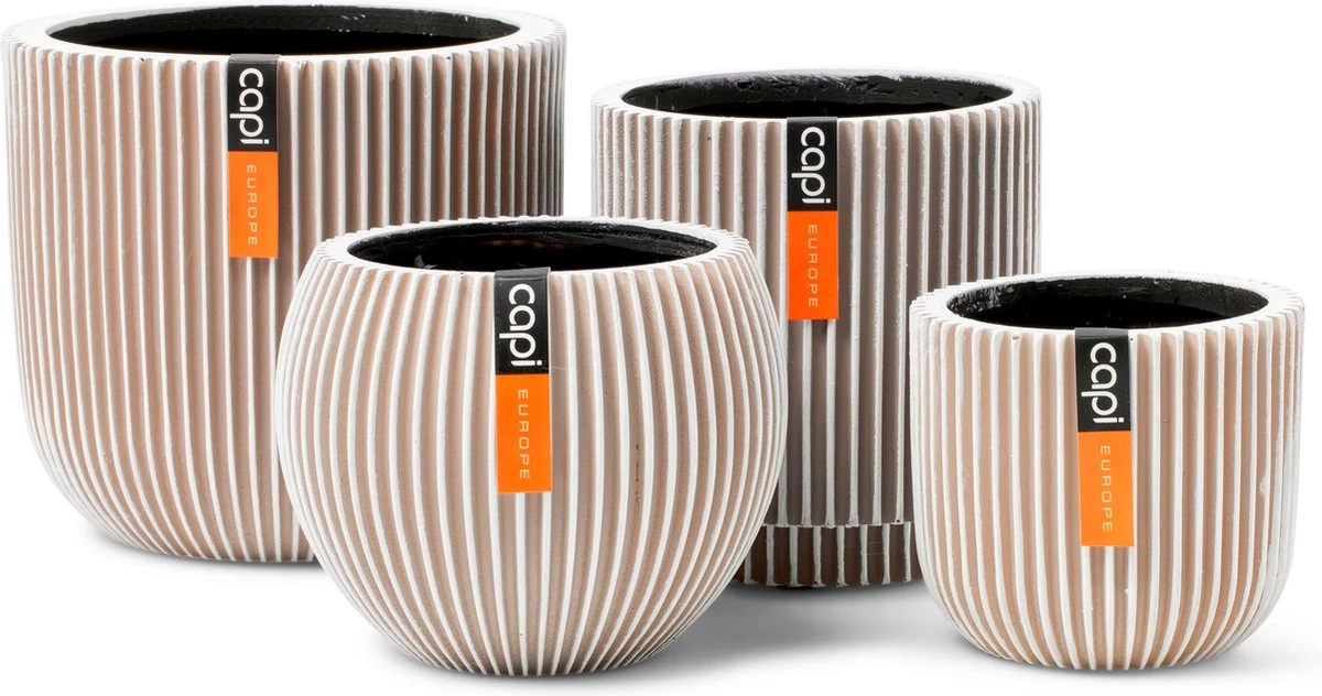 Capi Europe - Set Van 4 - Bloempot Binnen - Groove - - Ivoor - Bloempot Voor Binnen - BOX-BGVI-4 3 Capi Europe - Set Van 4 - Bloempot Binnen - Groove - - Ivoor - Bloempot Voor Binnen - BOX-BGVI-4