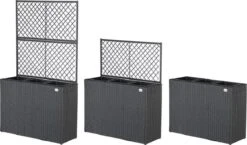 Casaria Polyrattan Plantenbak - Met Klimoprek - 3 Bakken Zwart 18 Casaria Polyrattan Plantenbak - Met Klimoprek - 3 Bakken Zwart -Tuin Kweekbenodigdheden 1200x704