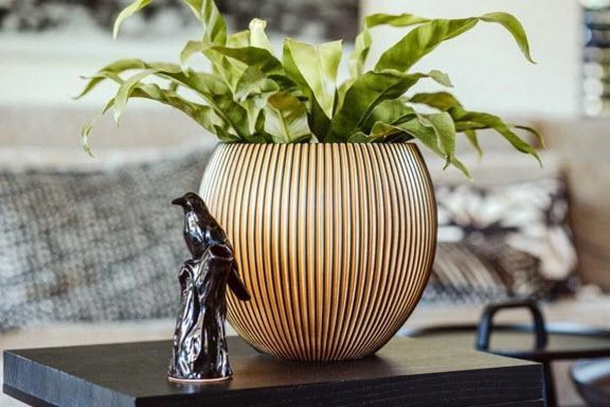 Capi Europe - Vaas Bol Groove XL - 63x51 - Goud - Bloempot Voor Binnen - Opening ⌀42 - GVGB271 5 Capi Europe - Vaas Bol Groove XL - 63x51 - Goud - Bloempot Voor Binnen - Opening ⌀42 - GVGB271 - Afbeelding 3