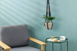 4 Stuks Zwarte Macrame Plantenhangers - Boho Handgeweven Katoen Hangpot Voor Binnen/Buiten - Hangende Bloempot Met Kralen - Macramé Touw/Koord Hangplant Houder - Bohemian Wandhanger Decoratie - Plant Hanger - Verticale Tuin Bloempothouder Planthanger -Tuin Kweekbenodigdheden 1200x800 126