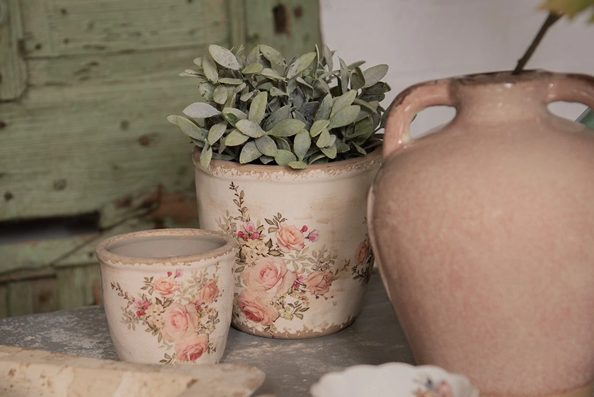 Clayre & Eef Bloempot Ø 11x10 Cm Roze Beige Keramiek Rond Bloemen Bloempot Binnen Plantenpot Plant Pot 4 Clayre & Eef Bloempot Ø 11x10 Cm Roze Beige Keramiek Rond Bloemen Bloempot Binnen Plantenpot Plant Pot - Afbeelding 2