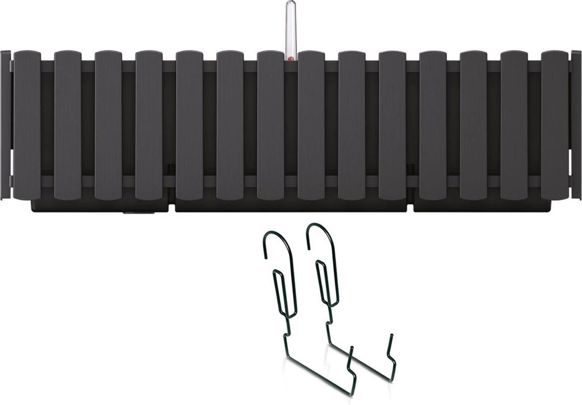 Prosperplast Fence-look Ophang Plantenbak/bloembak Kunststof 58 X 18 X 16 Cm Antraciet Grijs Met Handige Droogtemeter Voor Binnen/buiten 4 Prosperplast Fence-look Ophang Plantenbak/bloembak Kunststof 58 X 18 X 16 Cm Antraciet Grijs Met Handige Droogtemeter Voor Binnen/buiten - Afbeelding 2