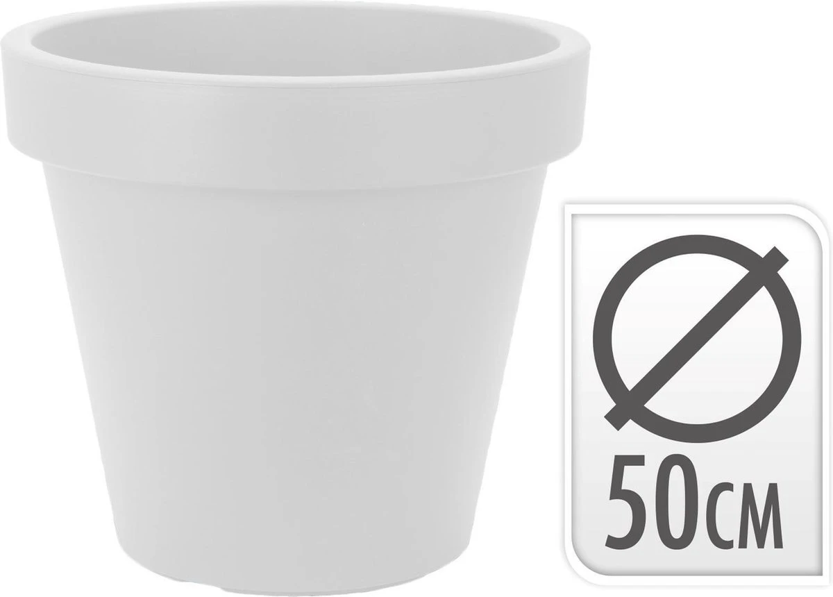 Kunststof Bloempot Wit Ø50 Cm - Hoogte 42 Cm 4 Kunststof Bloempot Wit Ø50 Cm - Hoogte 42 Cm - Afbeelding 2